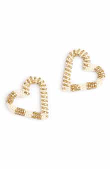Deepa Gurnani Preeti Beaded Heart Hoop Earrings