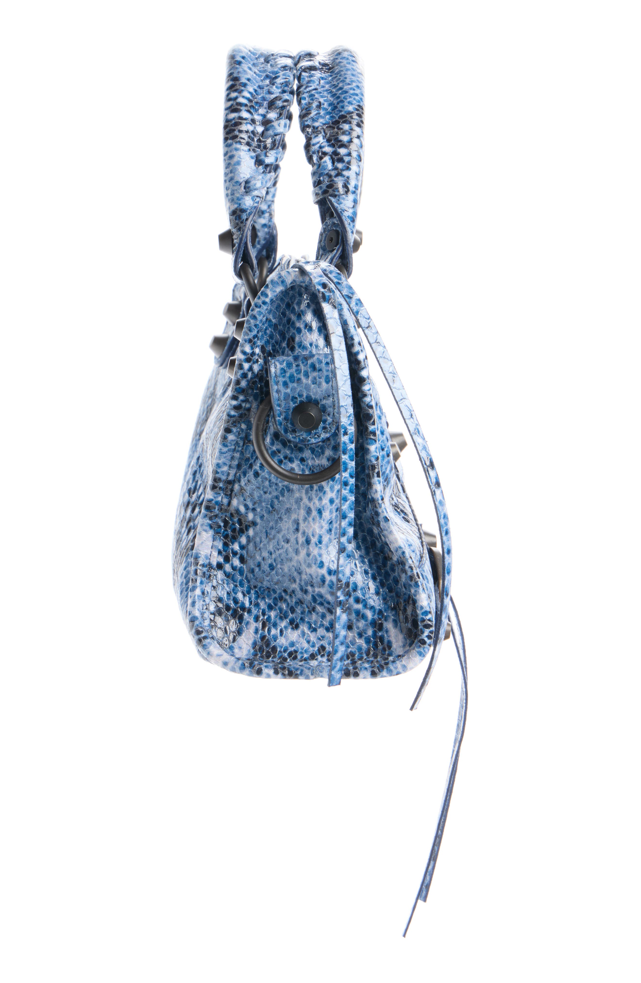 Balenciaga Mini Le City Python Embossed Leather Handbag, Alternate, color, 4735 Blue