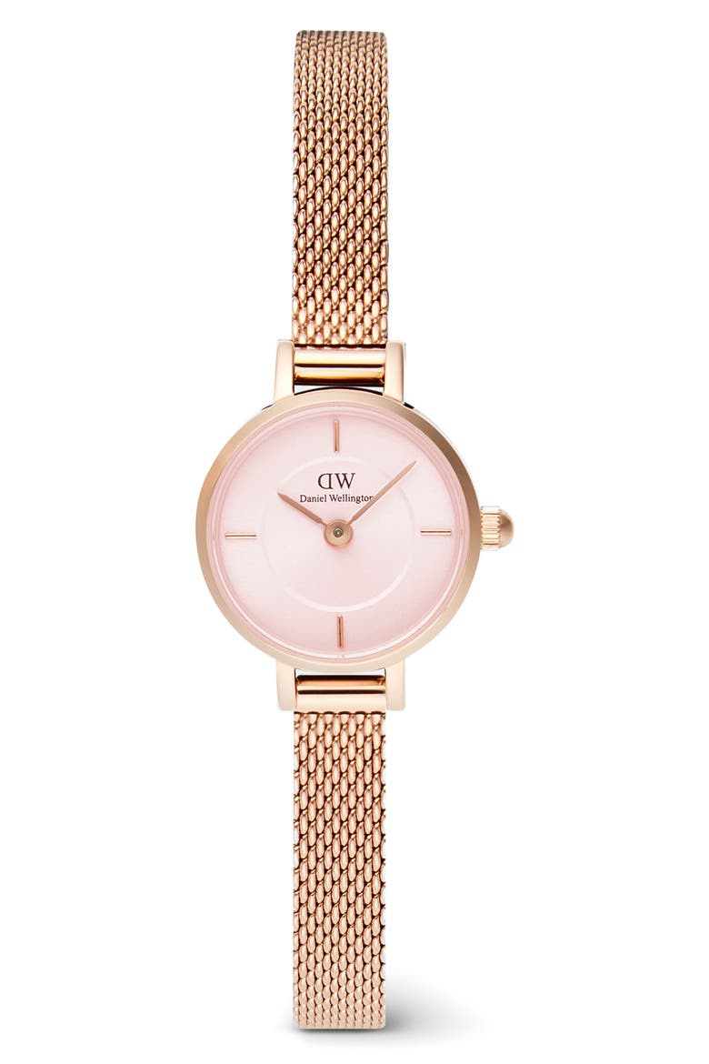Petite Mini Melrose Mesh Watch, 19mm, Main, color, ROSE GOLD