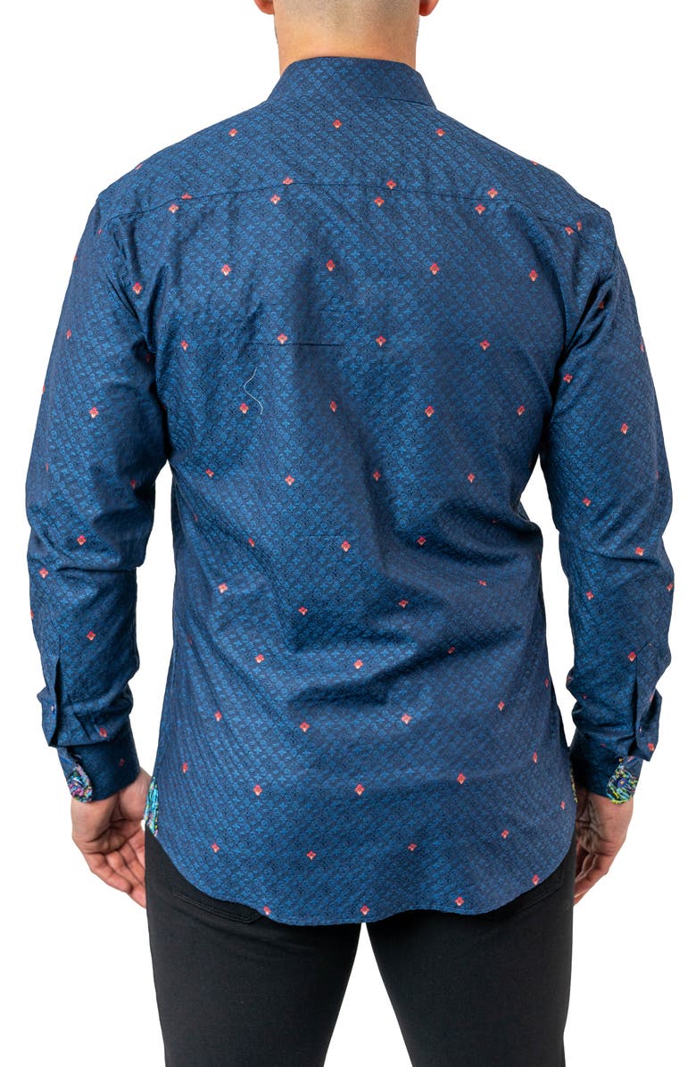 Maceoo Einstein Symbols 12 Blue Contemporary Fit Button-Up Shirt, Alternate, color, Blue