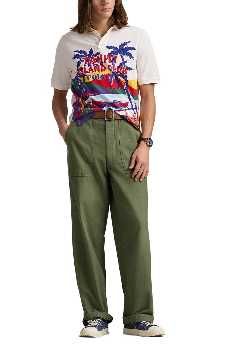 Classic Fit Mesh Cotton Graphic Polo, Alternate, color, TAHITI ISLAND CLUB