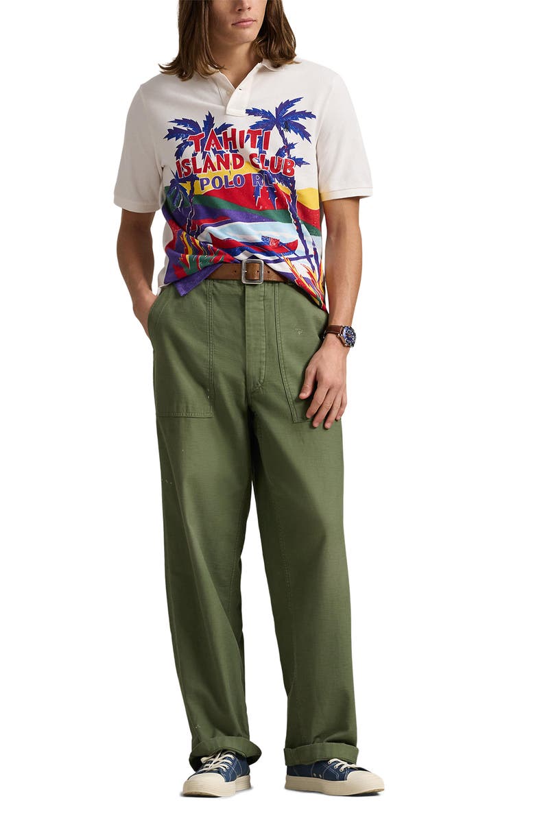 Polo Ralph Lauren Classic Fit Mesh Cotton Graphic Polo, Alternate, color, Tahiti Island Club
