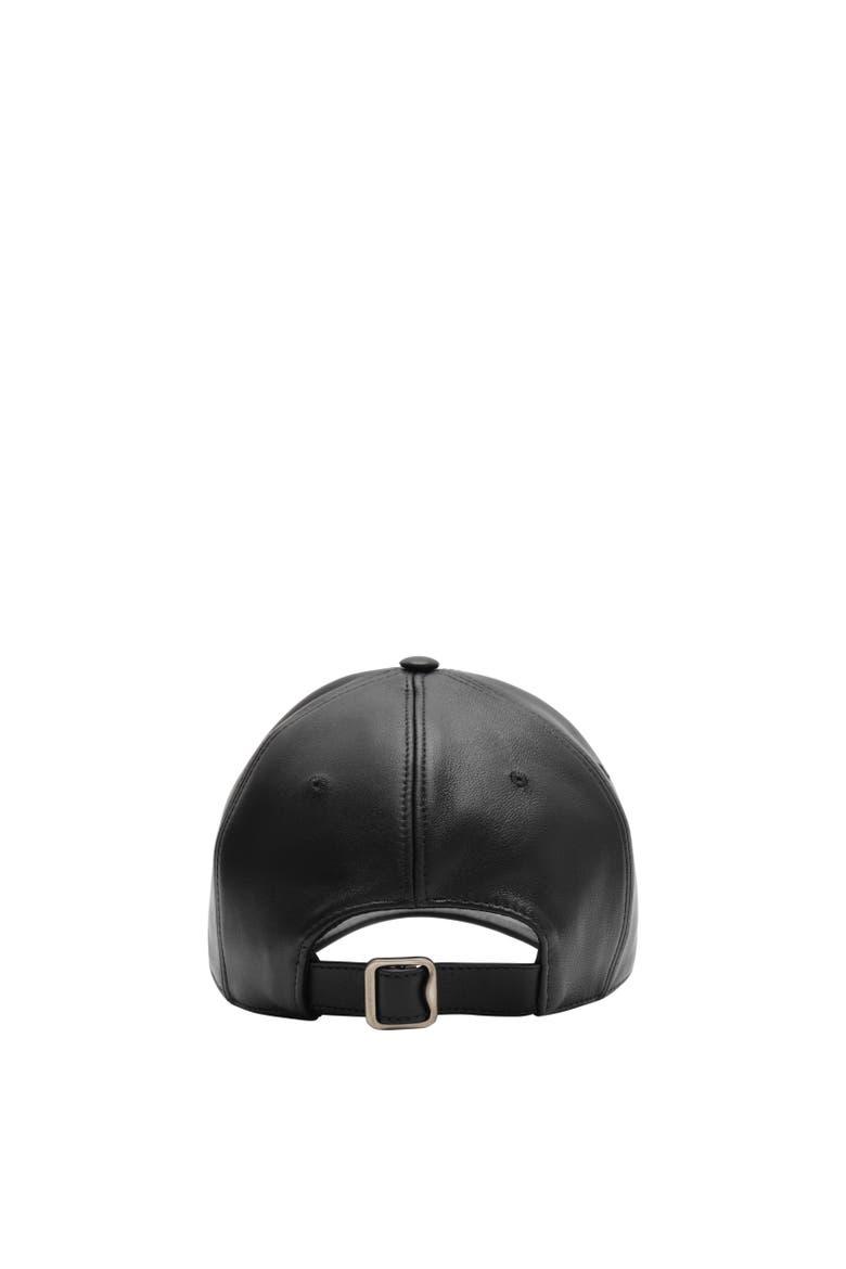 Embossed Check Leather Baseball Cap, Alternate, color, Black