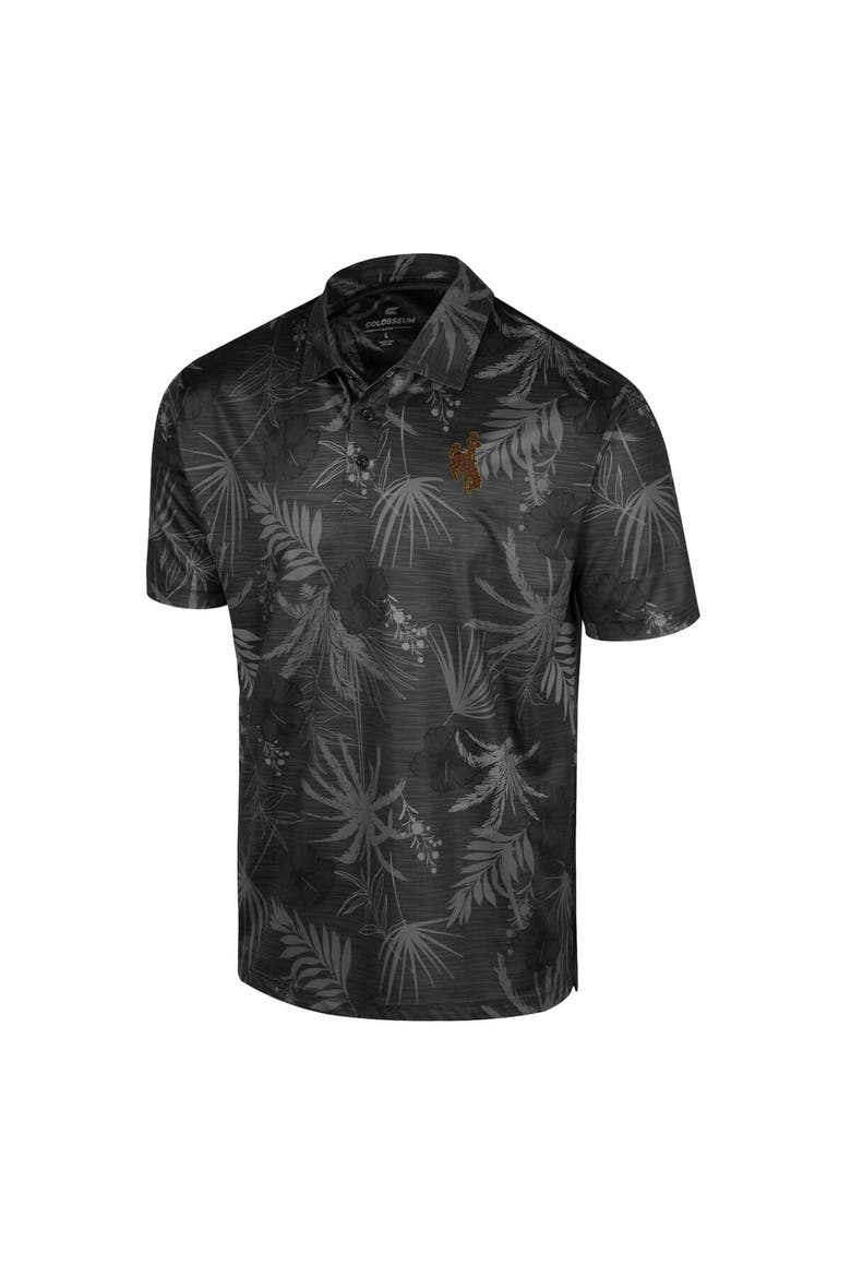Men's Colosseum Black Wyoming Cowboys Palms Team Polo, Alternate, color, Black