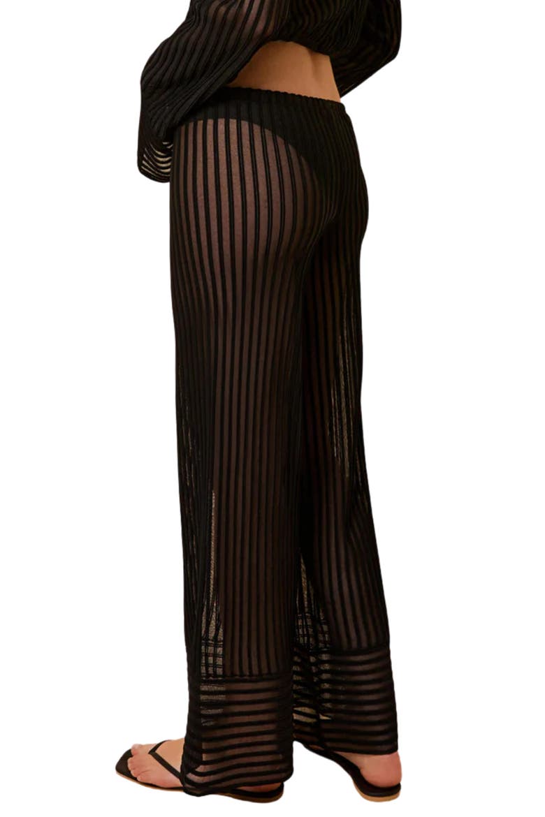 The Athena Stripe Wide Leg Cover-Up Pants, Alternate, color, NOIR