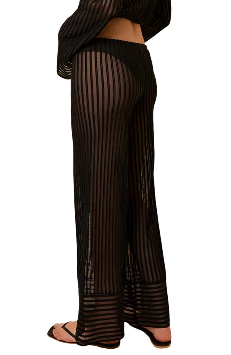 Solid & Striped The Athena Stripe Wide Leg Cover-Up Pants, Alternate, color, Noir