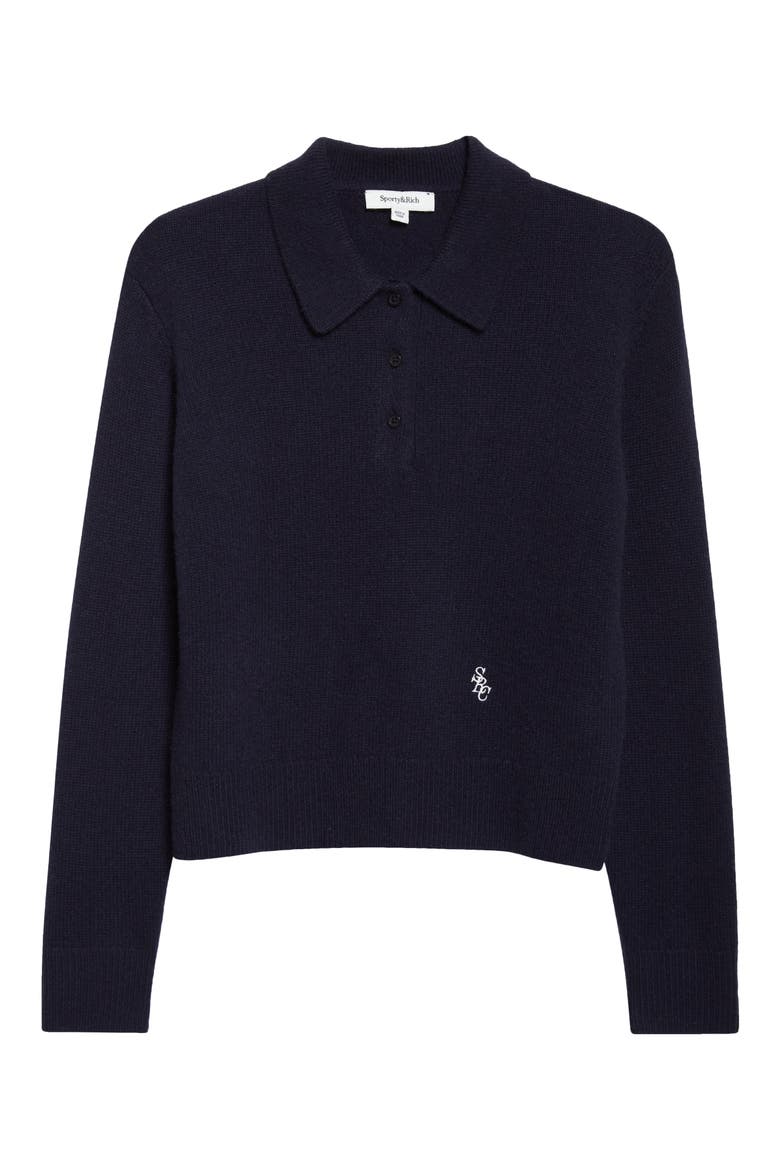 Cashmere & Wool Polo Sweater, Alternate, color, DARK NAVY