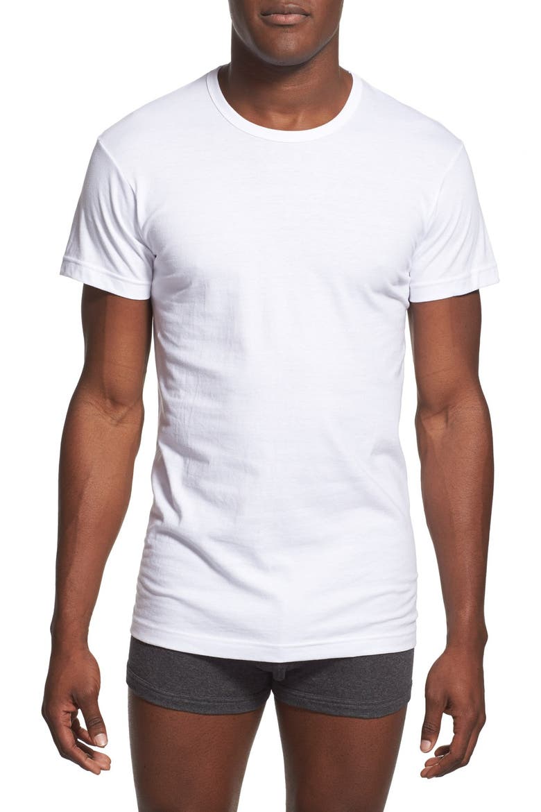 Slim Fit 3-Pack Cotton T-Shirt, Main, color, WHITE