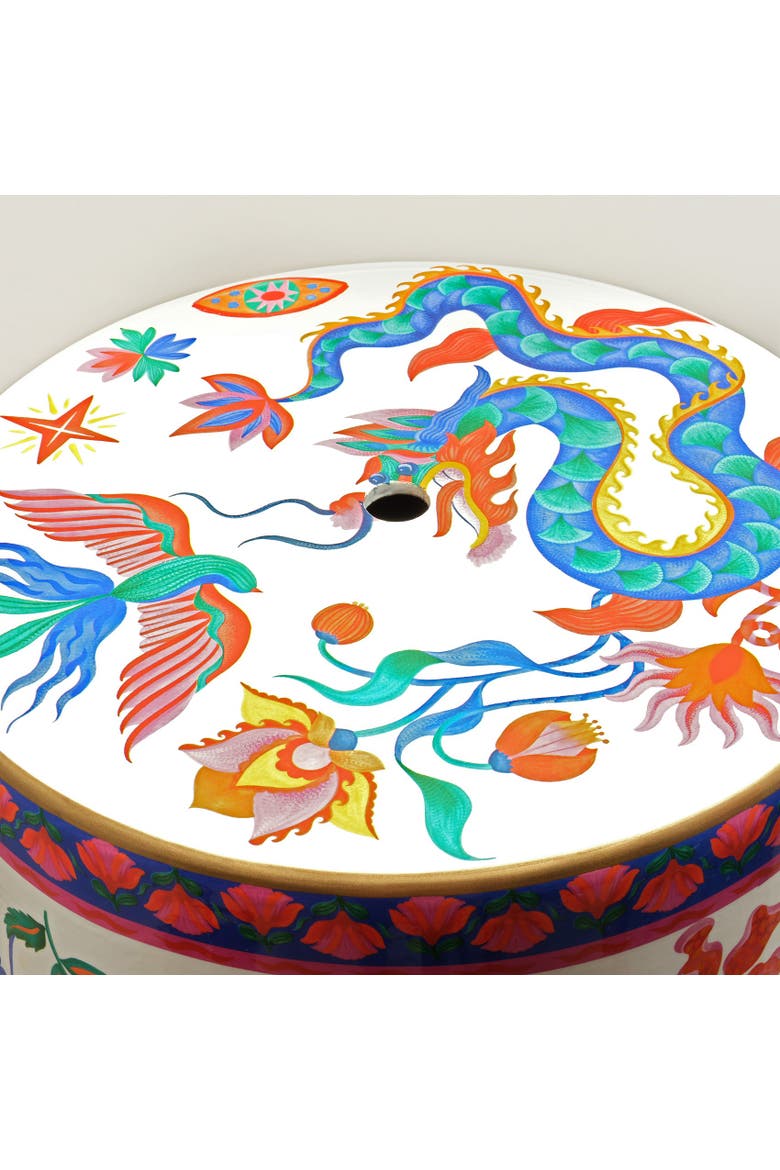 Tanbu Porcelain Stool 12" x 12" Artisan Furniture, Alternate, color, White