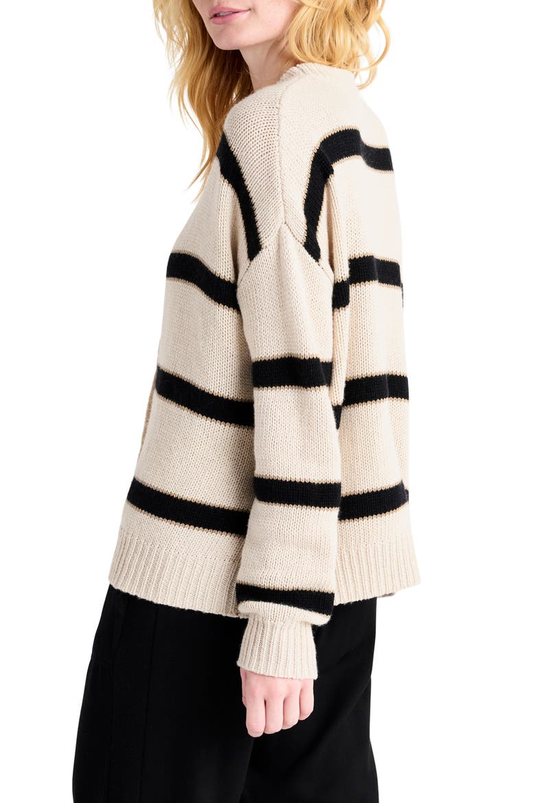 Kendall Stripe Cardigan, Alternate, color, OAT BLACK STRIPE