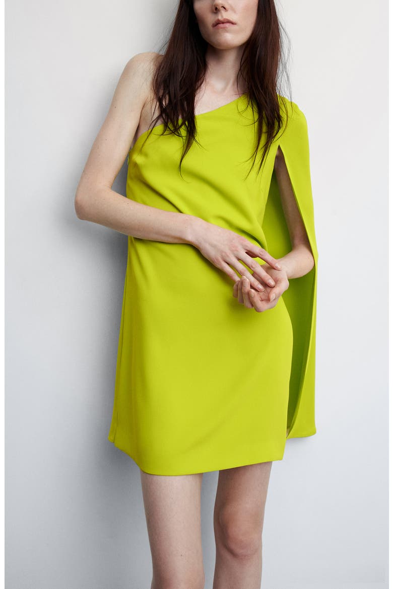 One-Shoulder Cape Sleeve Minidress, Alternate, color, BRIGHT YELLOW