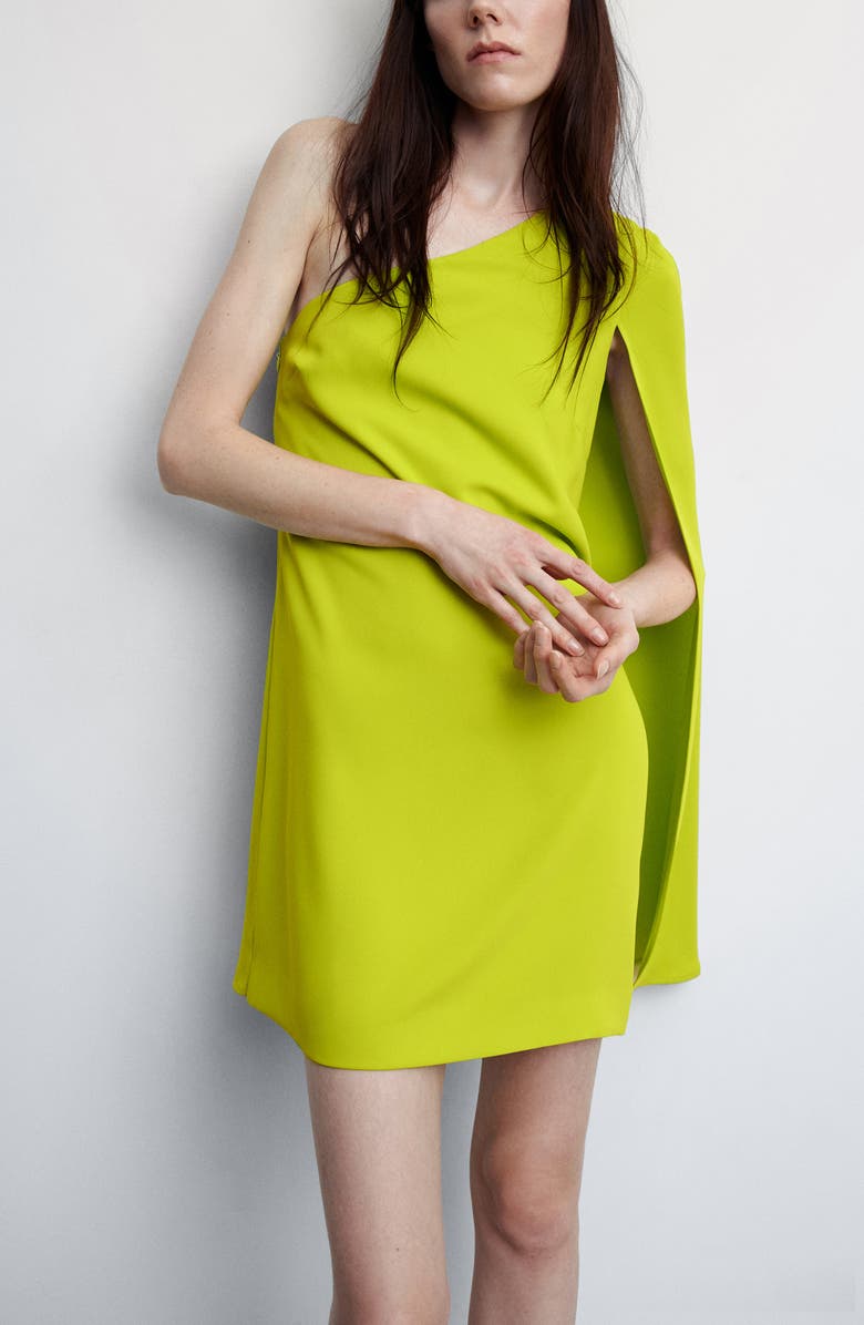 MANGO One-Shoulder Cape Sleeve Minidress, Alternate, color,