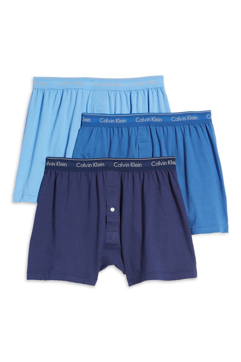 3-Pack Knit Cotton Boxers, Alternate, color, BLUE BAY/ MINNOW/ MEDIEVAL