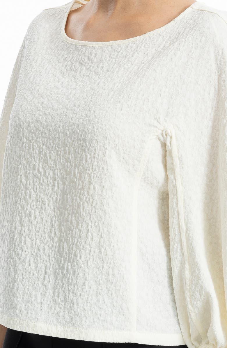 MAX STUDIO Floral Textured Balloon Sleeve Top, Alternate, color, Natural