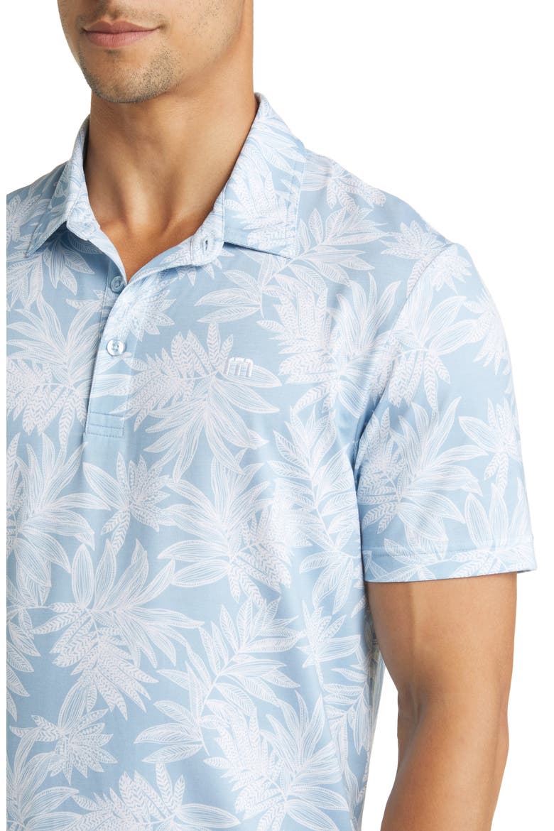 Sea Journey Leaf Print Stretch Polo, Alternate, color, ASH BLUE