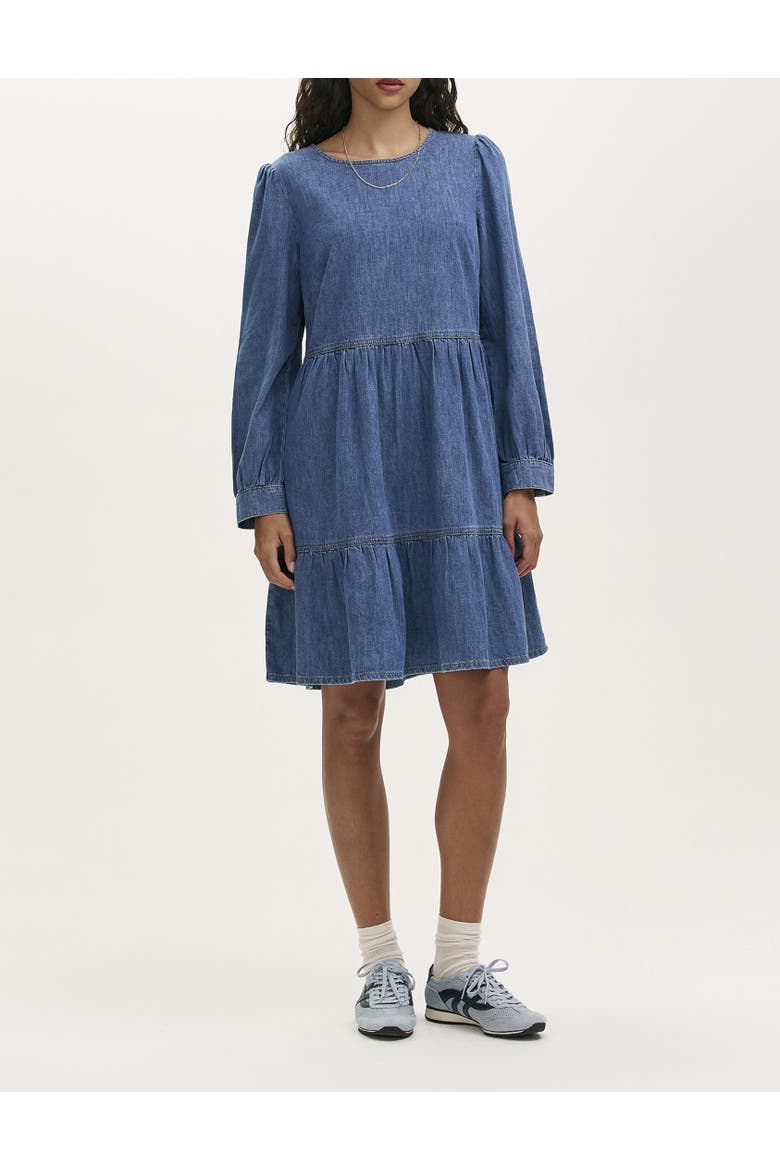 Nancy Denim Short Tiered Dress, Alternate, color, Light Blue