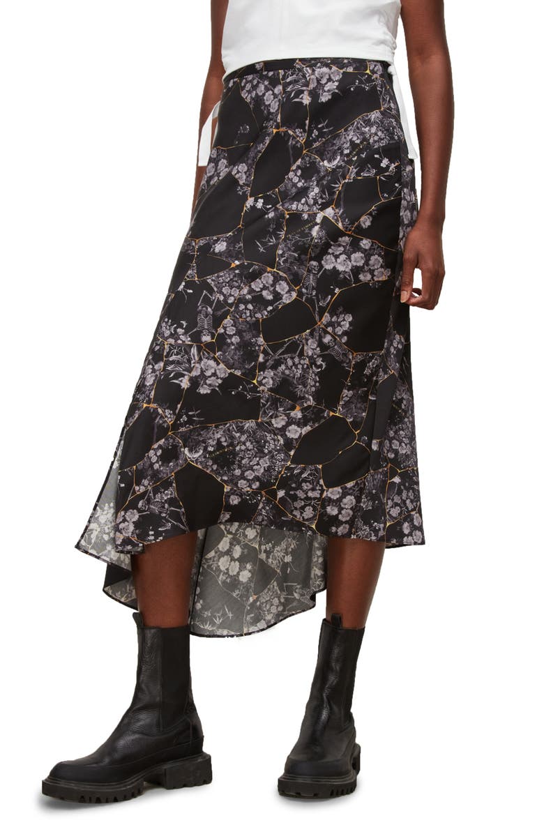 AllSaints Luisa Buruberu Floral Midi Skirt, Main, color,