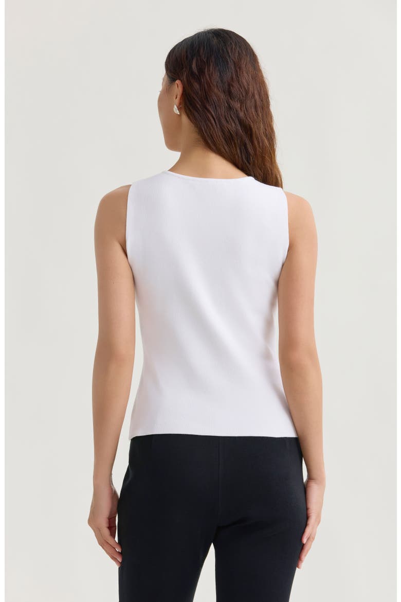 Boat Neck Soft Knit Ribbed Tank, Alternate, color, White