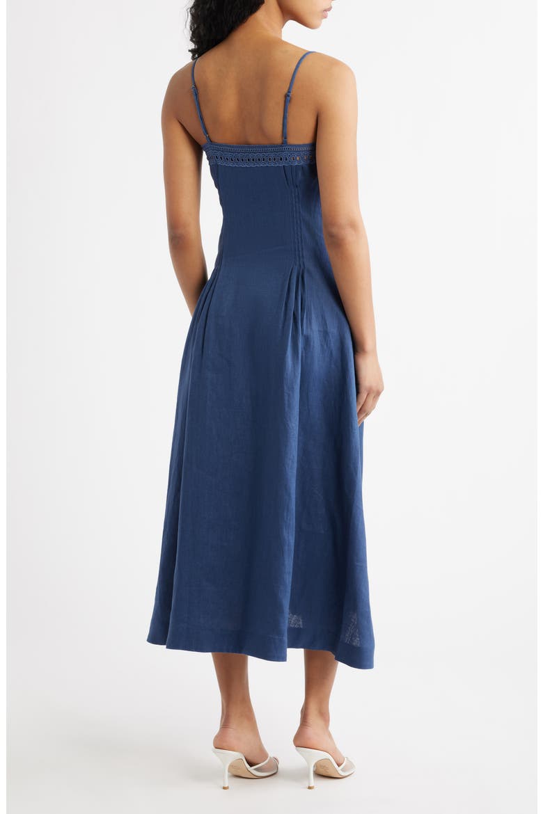 pompano linen dress REFORMATION Pompano Cutout Gingham Linen Midi Dress