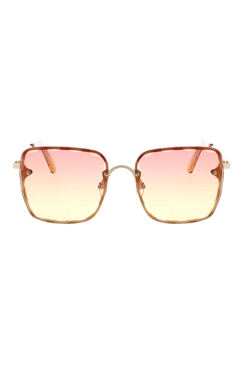 52mm Beveled Square Sunglasses, Main, color, LIGHT GOLD