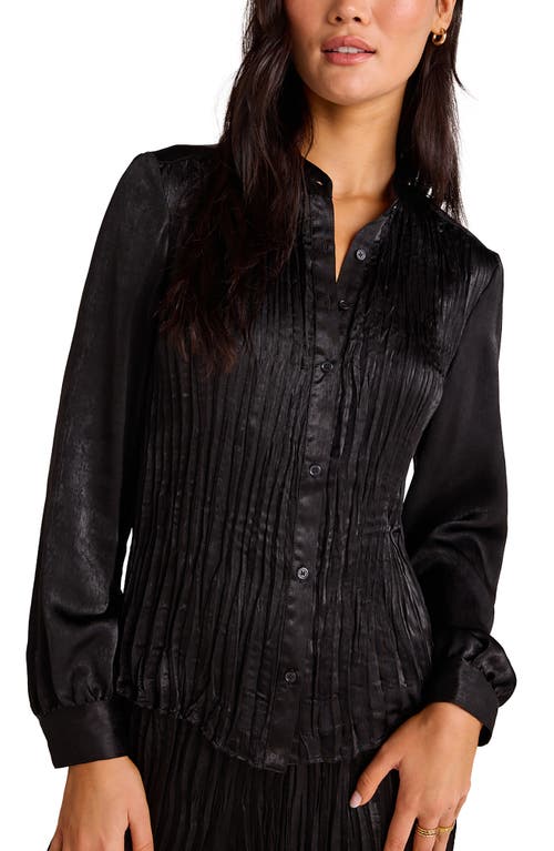 Bella Dahl Pleated Button-Up Shirt in Black 