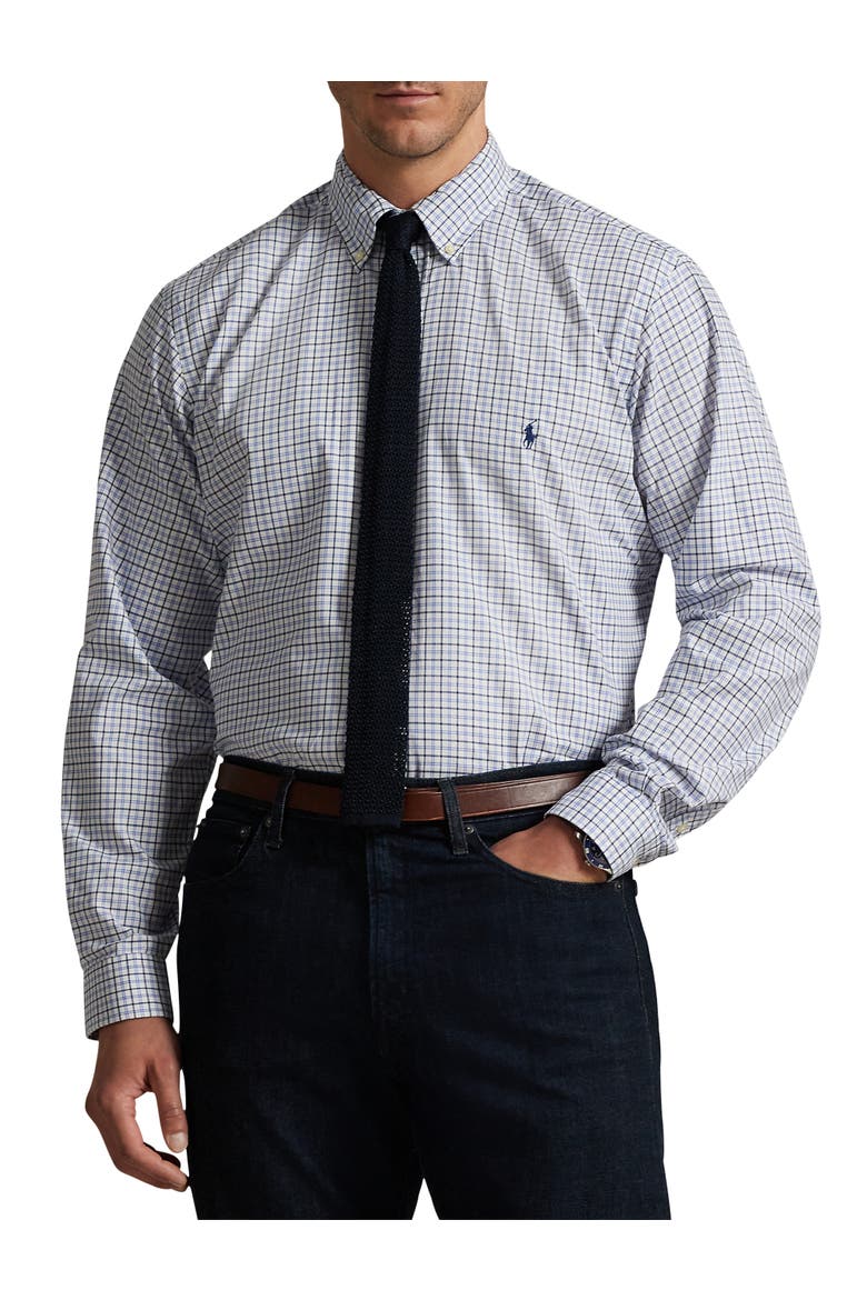 Big & Tall Multi Plaid Twill Sport Shirt, Main, color, NEVIS BLUE