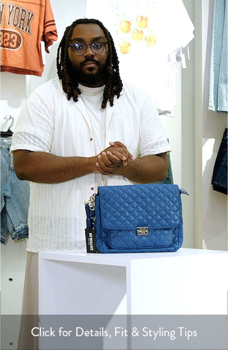 Large Crosby Lock Quilted Nylon Crossbody Bag, sales video thumbnail