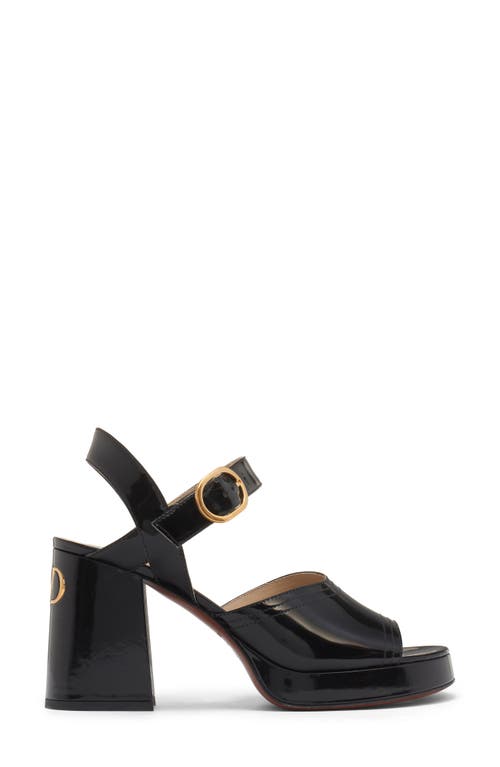 Valentino Garavani Fawcette Platform Sandal In Polished Calfskin 100mm Woman Black 42
