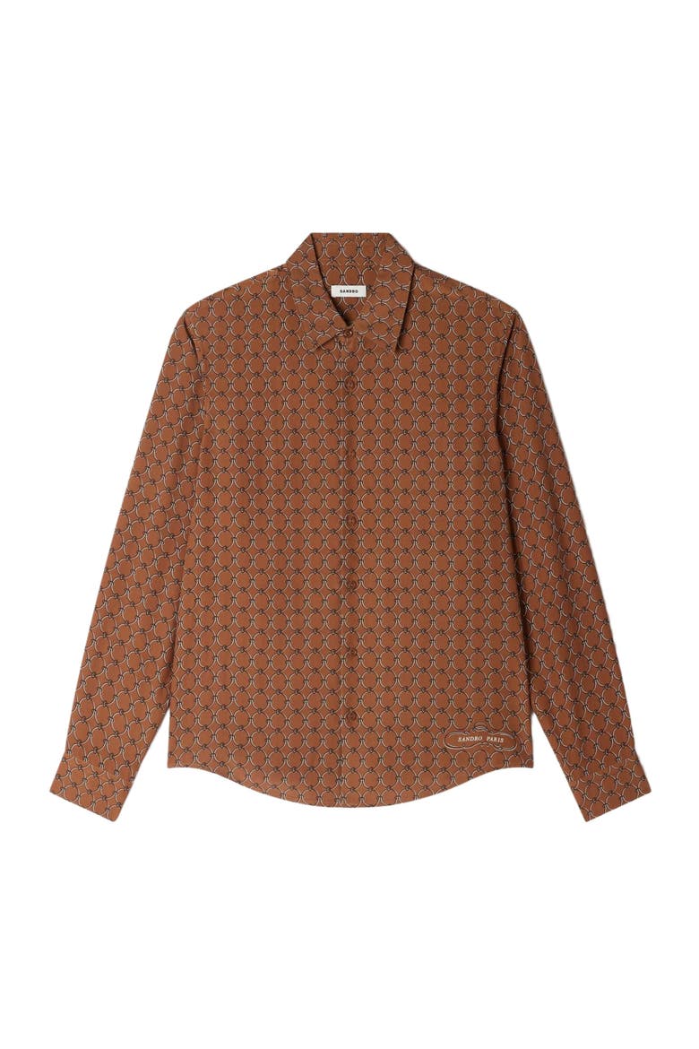 Chain print shirt, Alternate, color, Tobacco brown