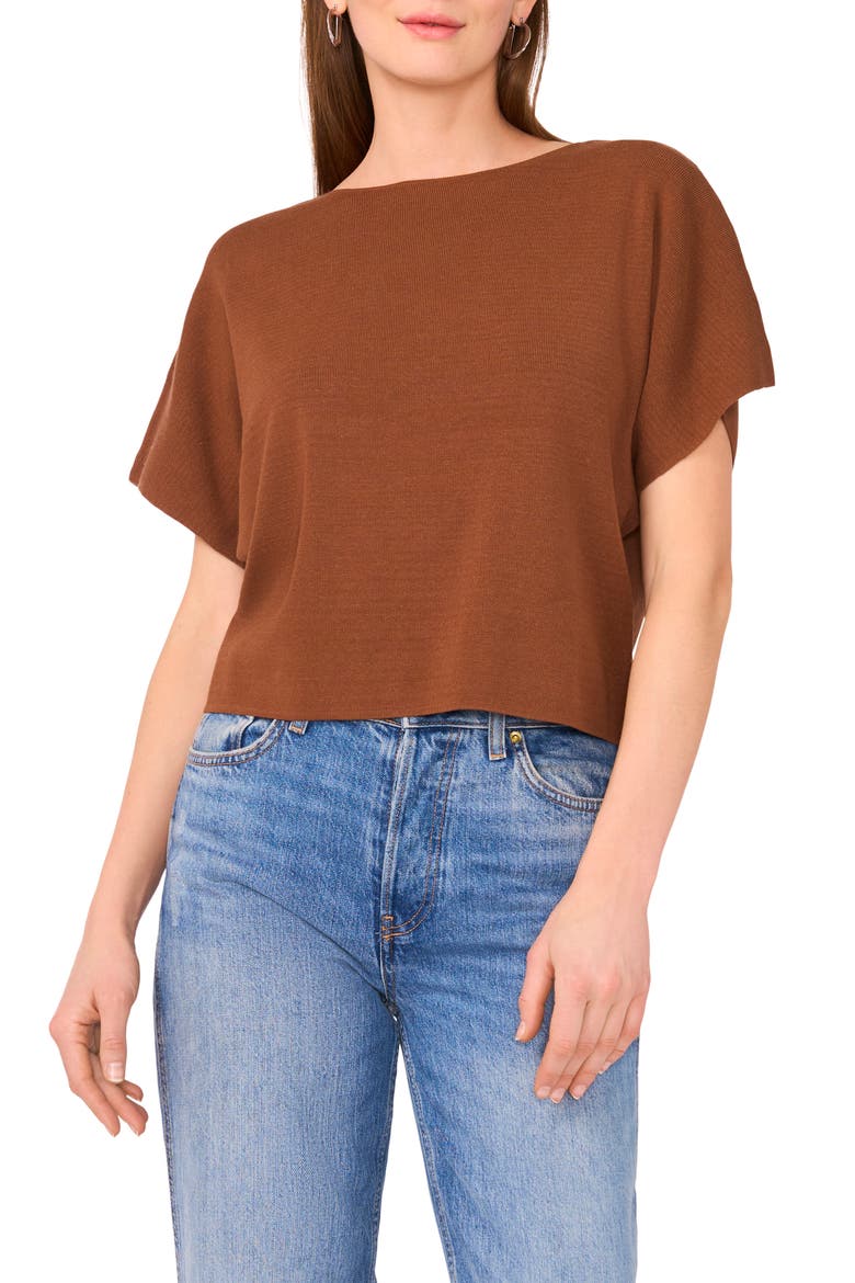 Short Sleeve Crop Sweater, Main, color, EMPERADOR