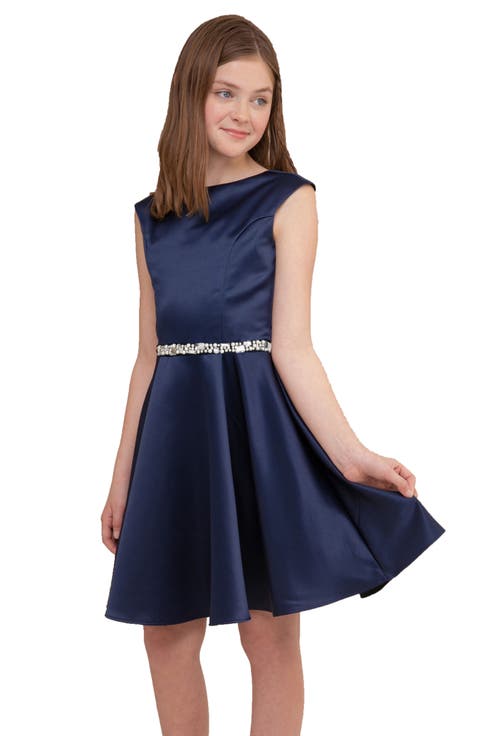 Cap Sleeve Boat Neck Dress In Longer Length