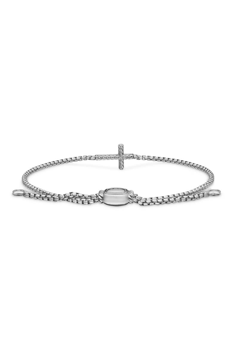 Petite Pavé Sideway Cross Slider Bracelet, Alternate, color, SILVER PAVE