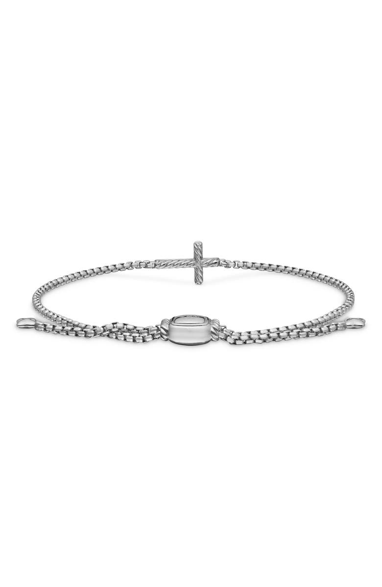 David Yurman Petite Pavé Sideway Cross Slider Bracelet, Alternate, color, Silver Pave