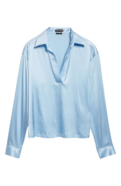 Stretch Silk Satin Polo