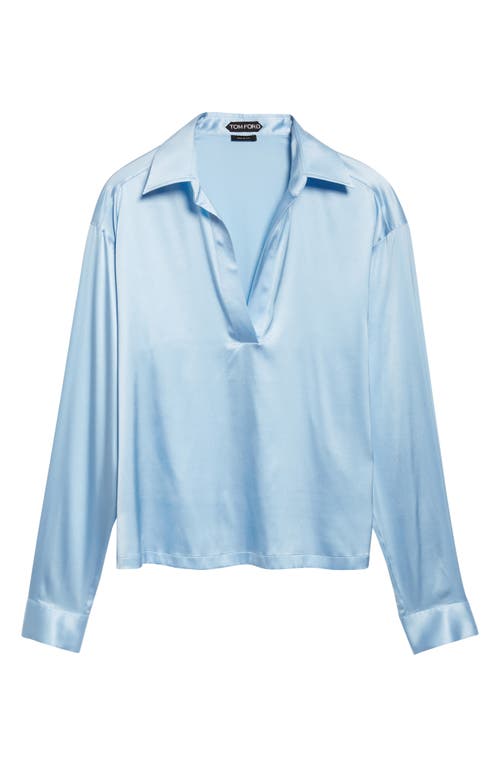 Tom Ford Stretch Silk Satin Polo In Gray