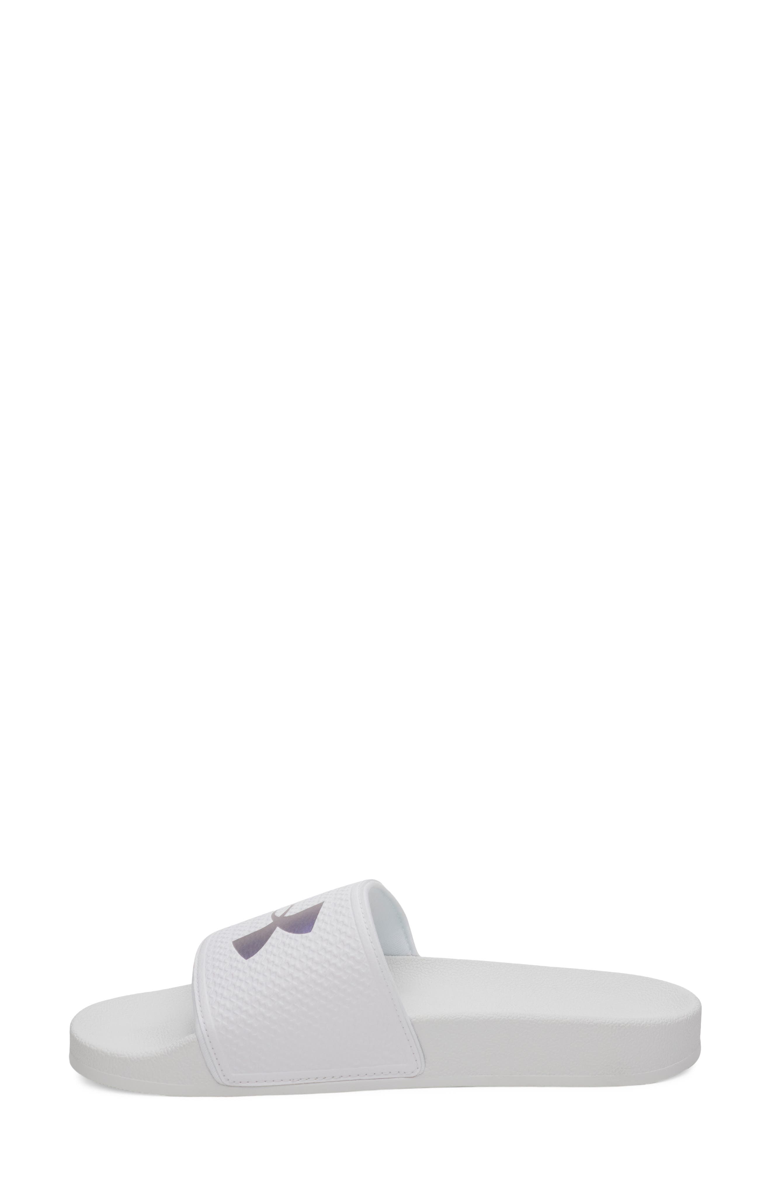 UA ARMR Slide Sandal, Alternate, color, WHITE / WHITE / IRIDESCENT