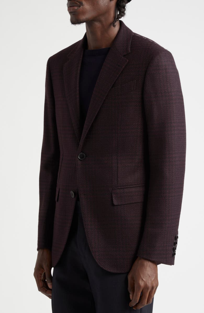 ZEGNA Oasi Plaid Cashmere Blazer, Alternate, color, Plum
