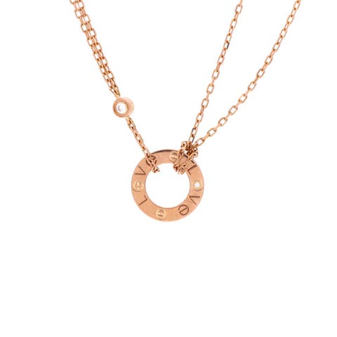 2 Diamonds Love Pendant Necklace 18K Rose Gold and Diamonds
