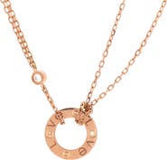 Pre-Owned Cartier 2 Diamonds Love Pendant Necklace 18K Rose Gold and Diamonds
