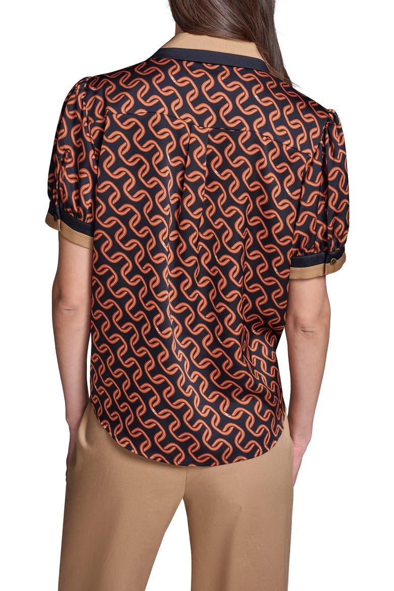 Print Crossover Button Top, Alternate, color, MIDNIGHT NAVY/ SIENNA