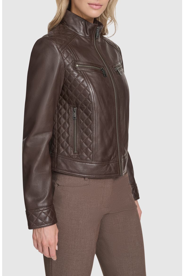 Mikel Racer Leather Jacket, Alternate, color, CHESTNUT