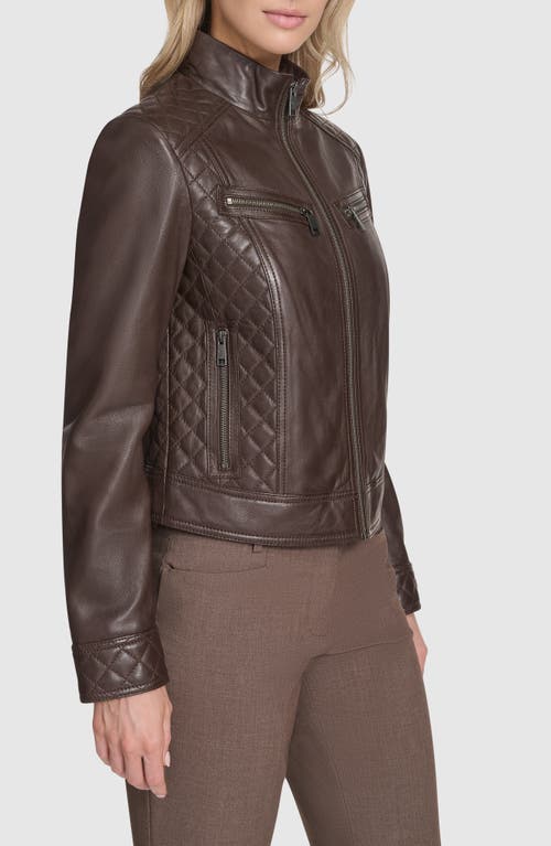 Andrew Marc Mikel Racer Leather Jacket In Brown