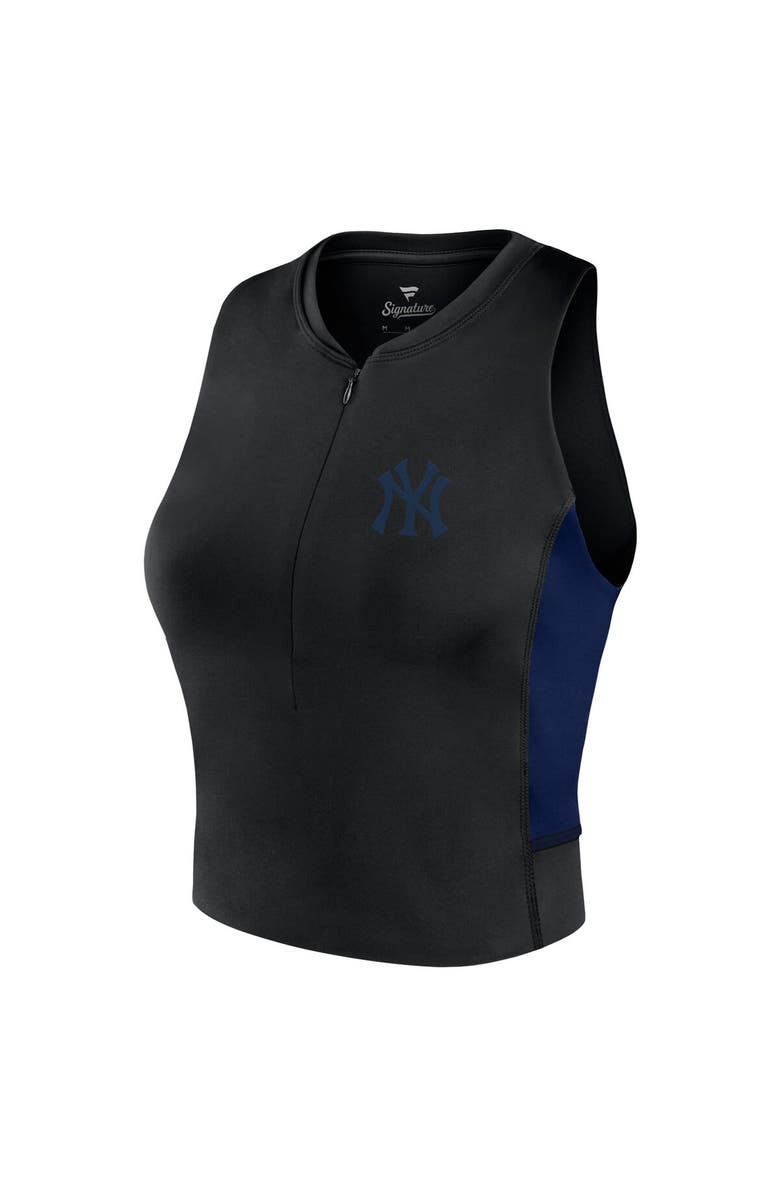 Fanatics Signature Women's Fanatics Signature Black New York Yankees Studio Half-Zip Fitted Gym Tank Top, Alternate, color, Black