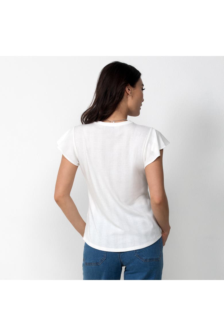 Flutter Sleeve Henley, Alternate, color, White