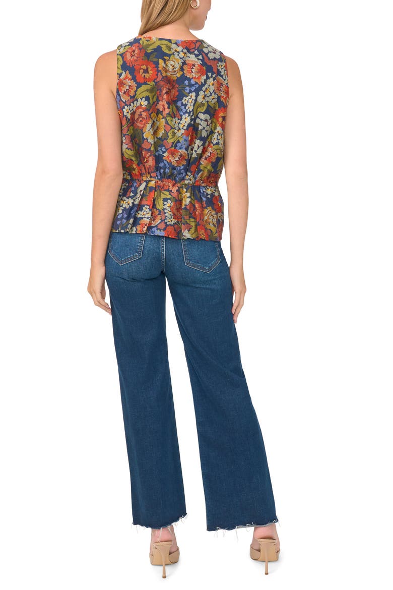 Pleated Peplum Sleeveless Top, Alternate, color, CLASSIC NAVY