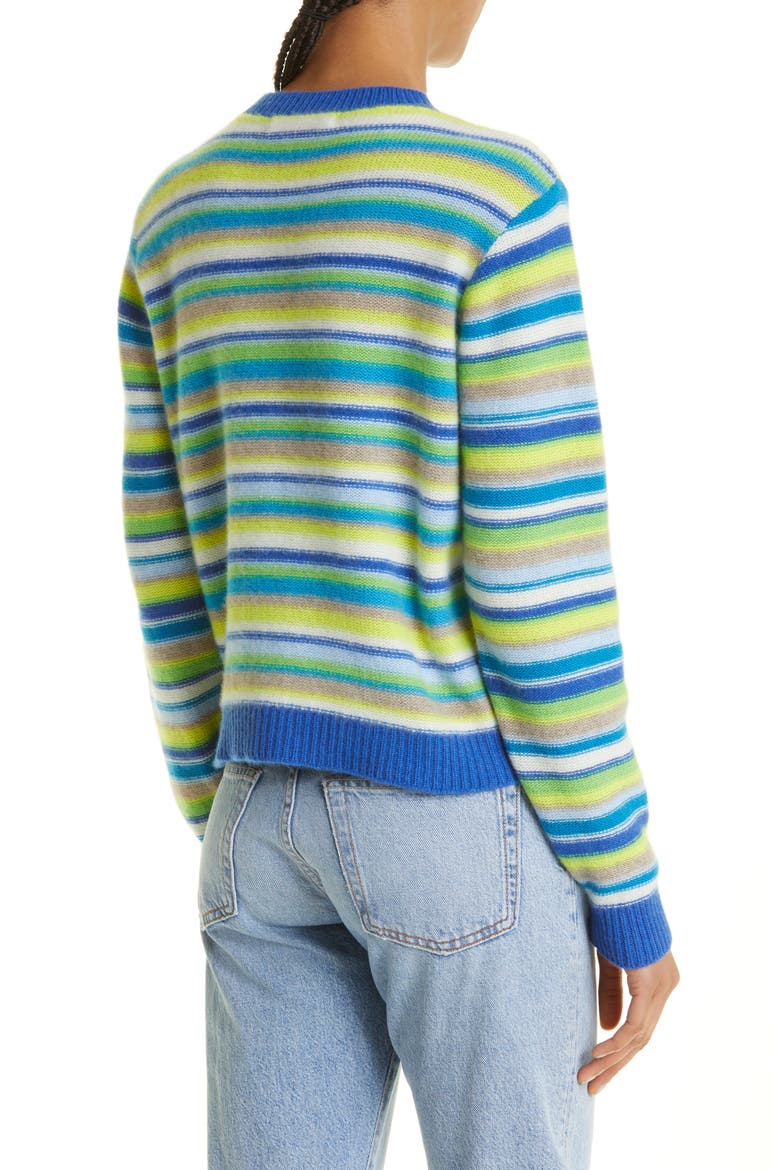 Vista Stripe Cashmere Sweater, Alternate, color, GREEN