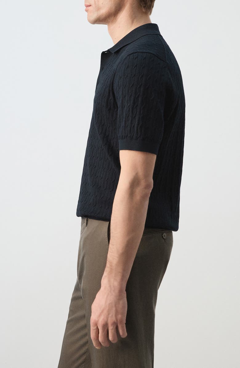 MANGO Cable Stitch Polo Sweater, Alternate, color, Night Blue