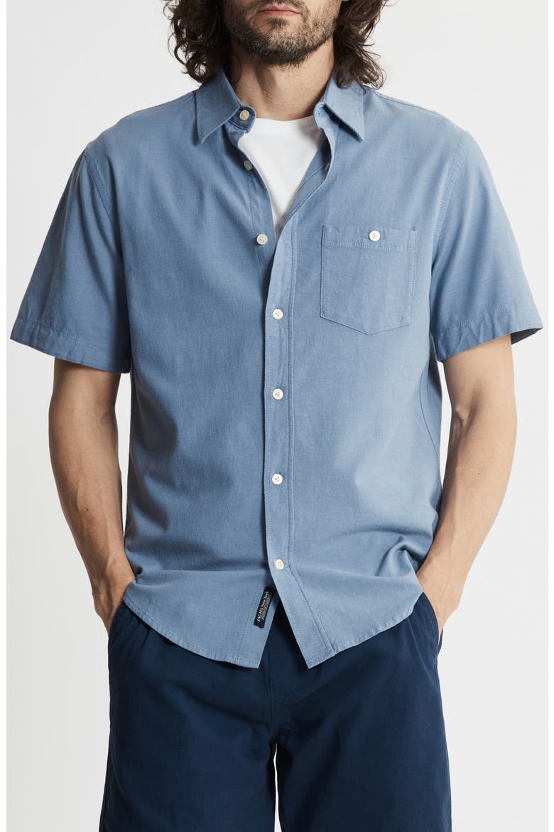 Classic Oxford Short Sleeve Button-Up Shirt, Main, color, SLATE