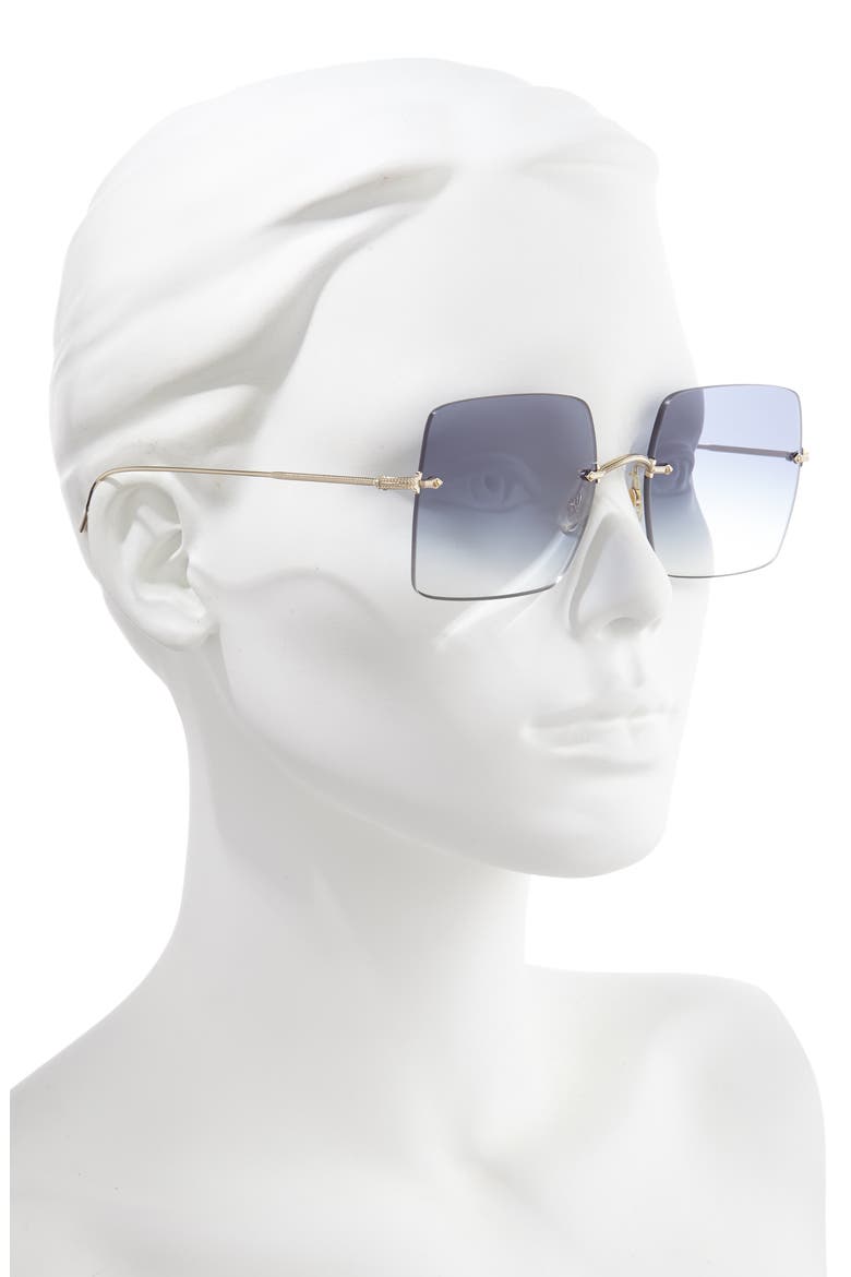 Oishe 57mm Gradient Rimless Square Sunglasses, Alternate, color, GOLD/ AEGEAN GRADIENT