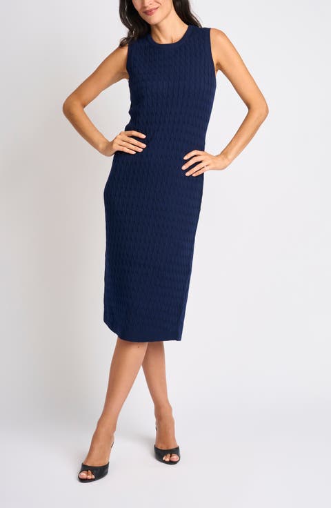 Sleeveless Cable Knit Midi Dress